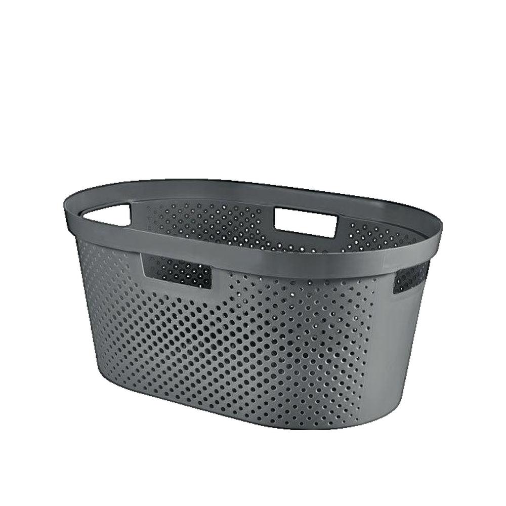 Kosz na pranie Curver Infinity Dots 40 litrów z uchwytami i otworami wentylacyjnymi