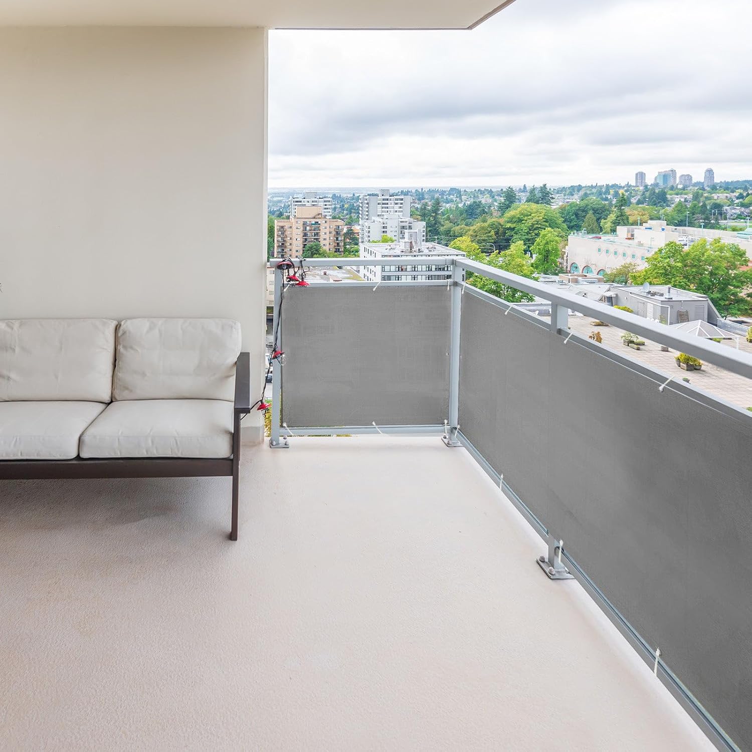 Brise-vue 5 Mètres pour balcon, Corde de fixation de 12 mètres incluse, Gris Argent - 9