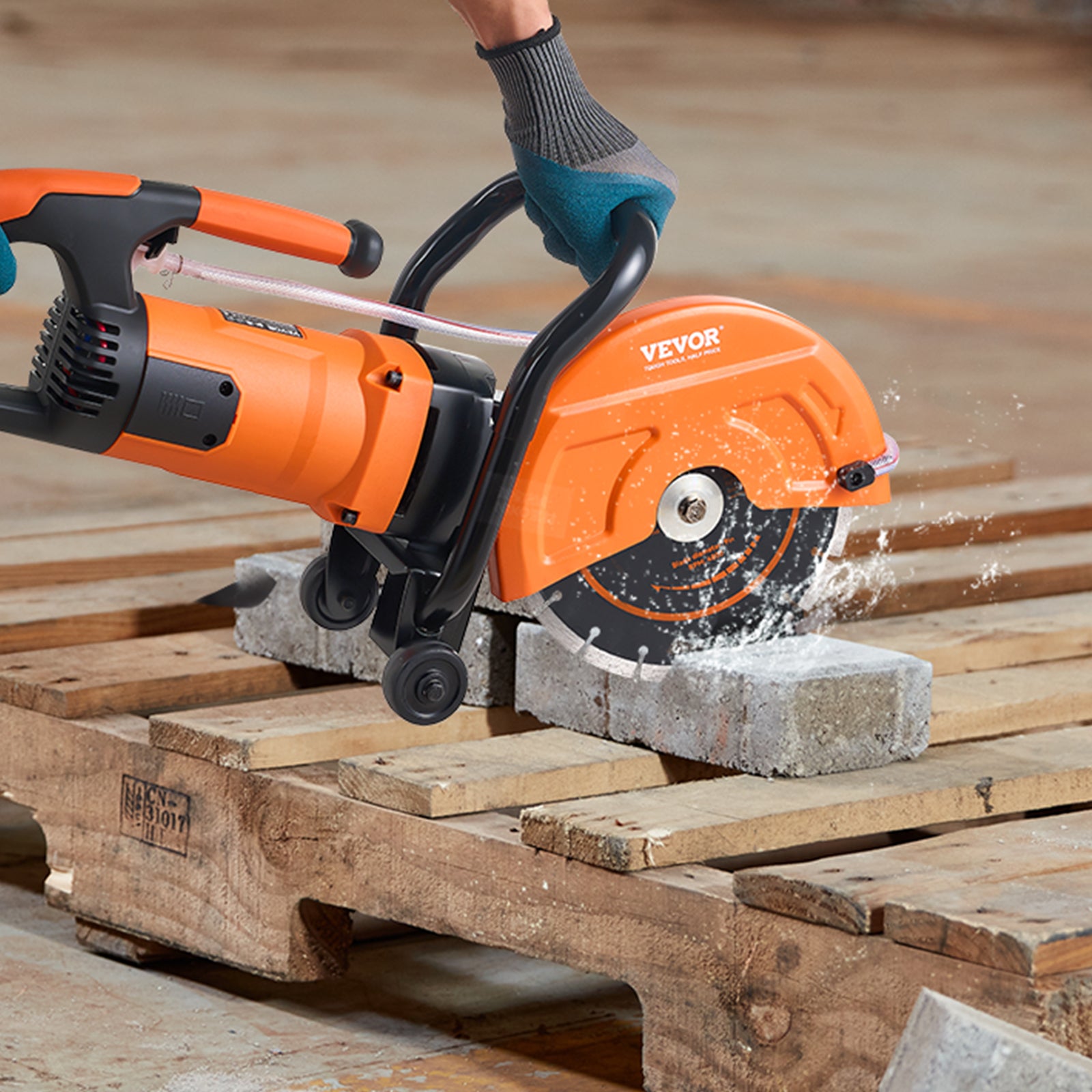 Scie à béton électrique,VEVOR 230 mm,scie circulaire puissance élevée 2000 W profondeur de coupe 89 mm scie à disque humide/sec avec conduite d'eau - 8