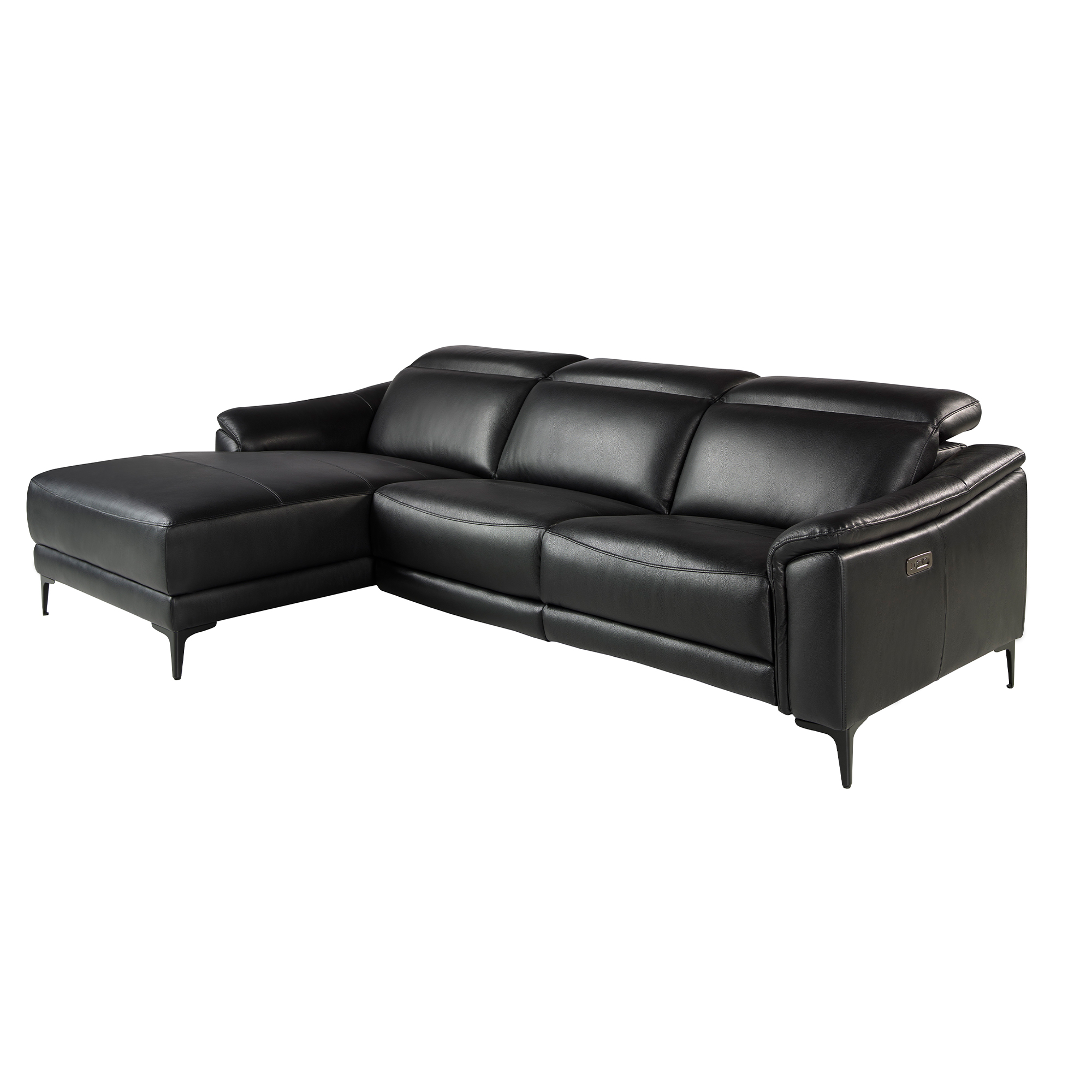 Sofá chaise longue relax izquierda piel negro 272 x 168 x 96