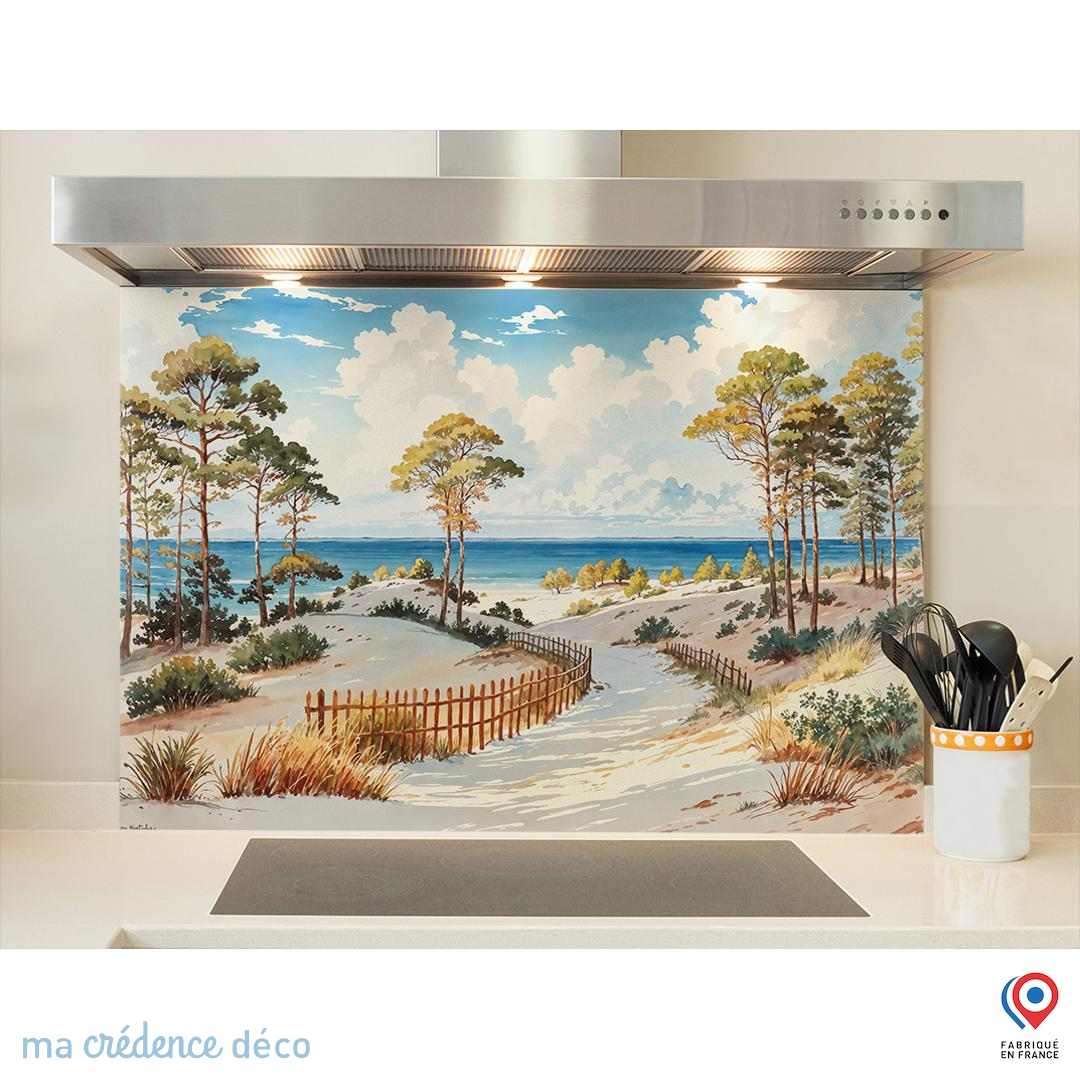 Crédence De Cuisine En Verre 125x50 Cm - Motif Architecture Mer Plage - Moderne - Neuf