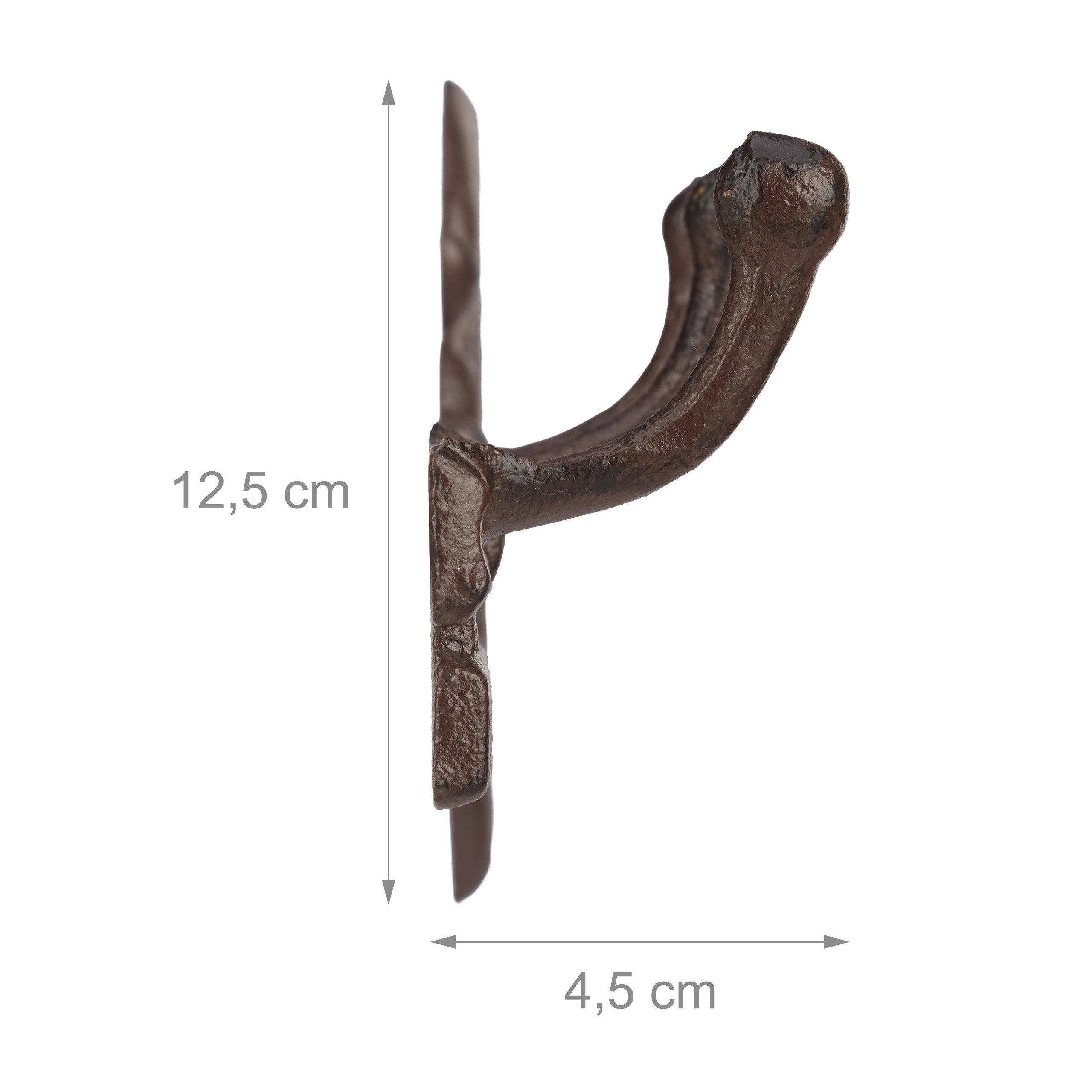 5x suporte para chaves, 3 ganchos, chave decorativa, retro, ferro fundido, 12,5x33x4,5 cm, castanho - 5