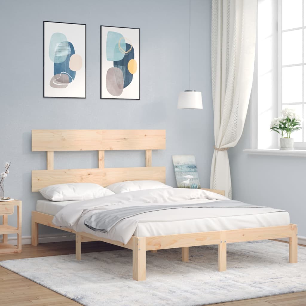 Łóżko Drewniane Rama Łóżka Sofa Brązowe Do Sypialni Pokoju 140x200 cm