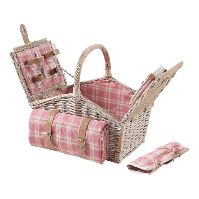 Panier de pique-nique pour 2 personnes Bucchianico naturel rouge casa.pro