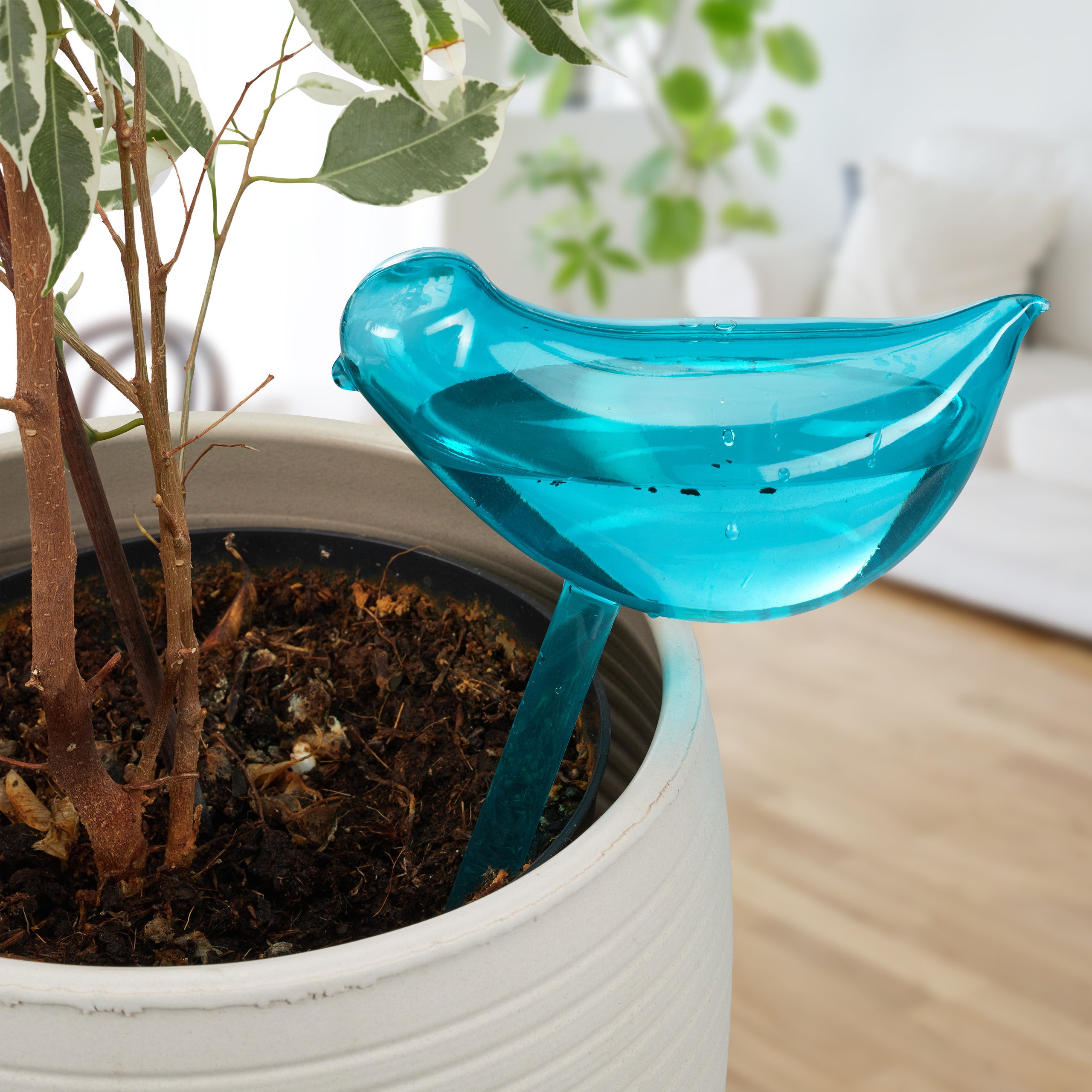 Boules d'arrosage en PVC, 40 pièces, avec distribution automatique d'eau, en forme d'oiseau, 200 ml chacune, 25,5 cm, bleues, Relaxdays - 5