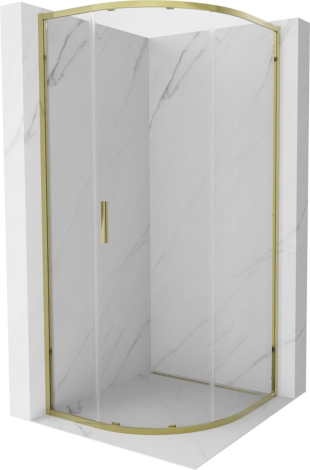 Mexen Exo kabina prysznicowa półokrągła rozsuwana 70 x 70 cm, transparent, złota - 8131-070-070-50-00