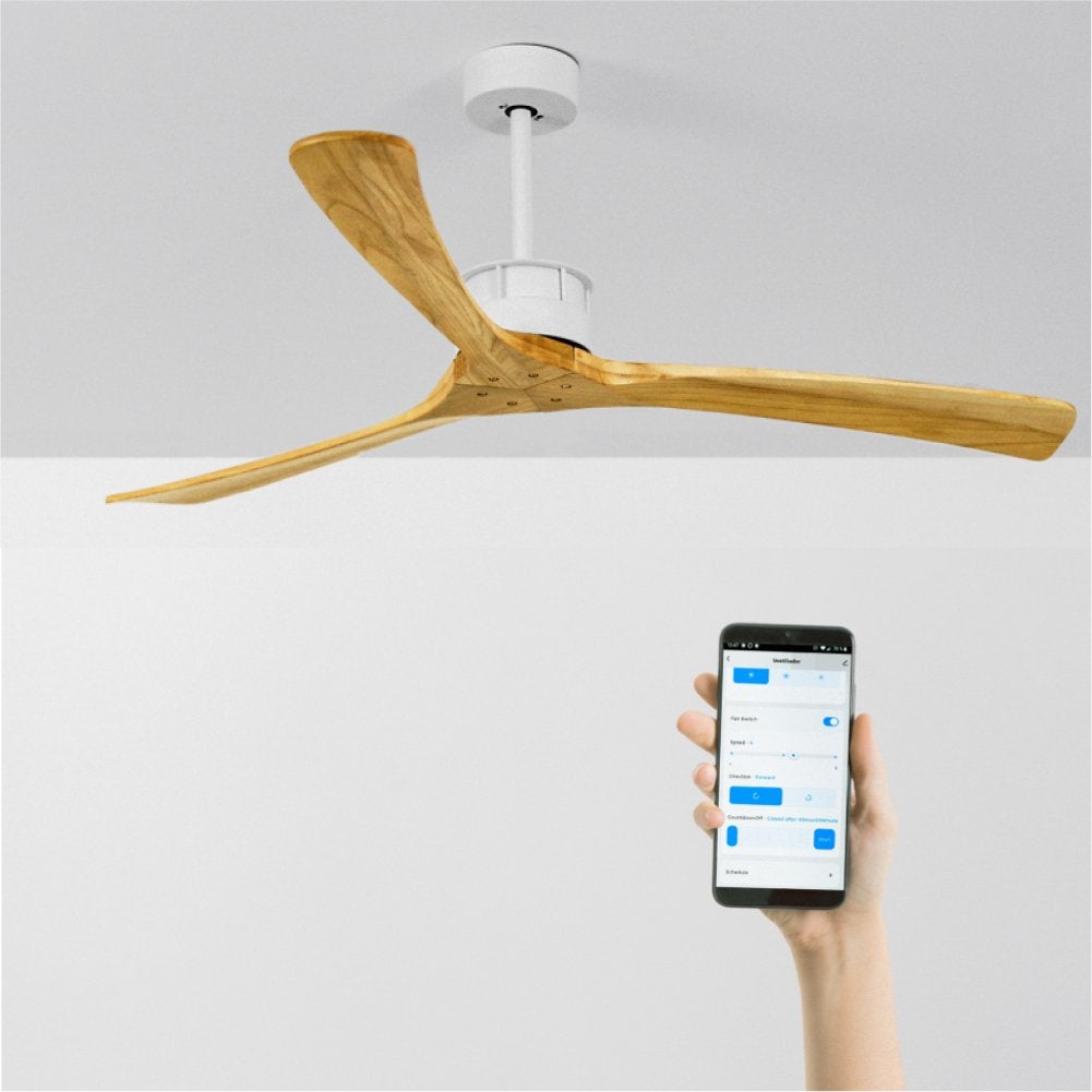 CREATE - WIND LARGE - Wentylator sufitowy 40W cichy Ø152 cm 100% drewna -
