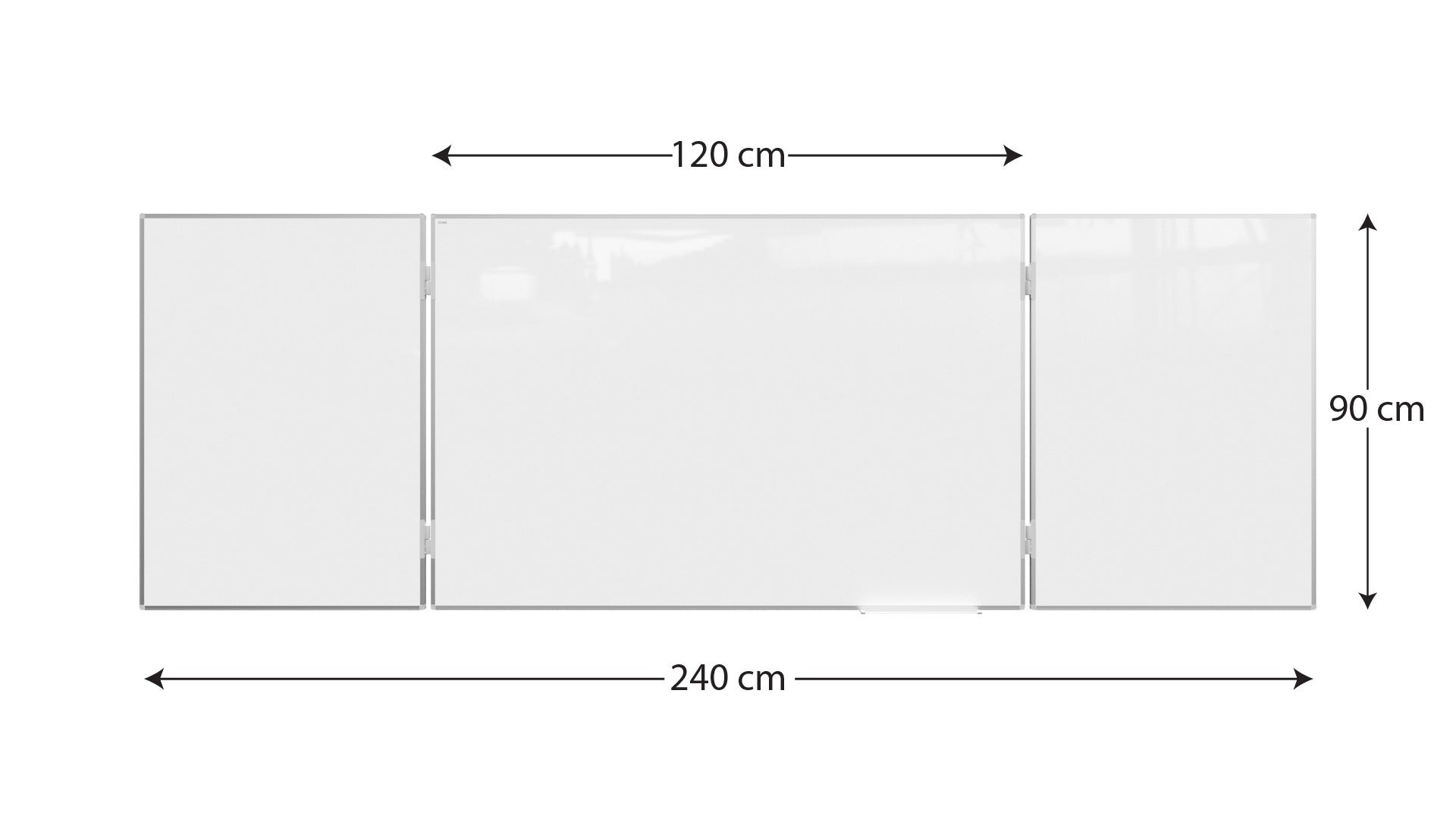 Tableau Blanc Scolaire Type Triptyque avec Cadre en Aluminium 120x90cm//240cm - 4