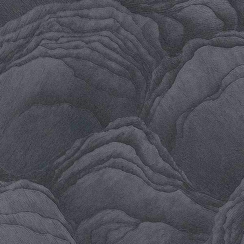 Papel pintado diseño de líneas onduladas en 3d negro - 53 cm x 10.05 m - erismann