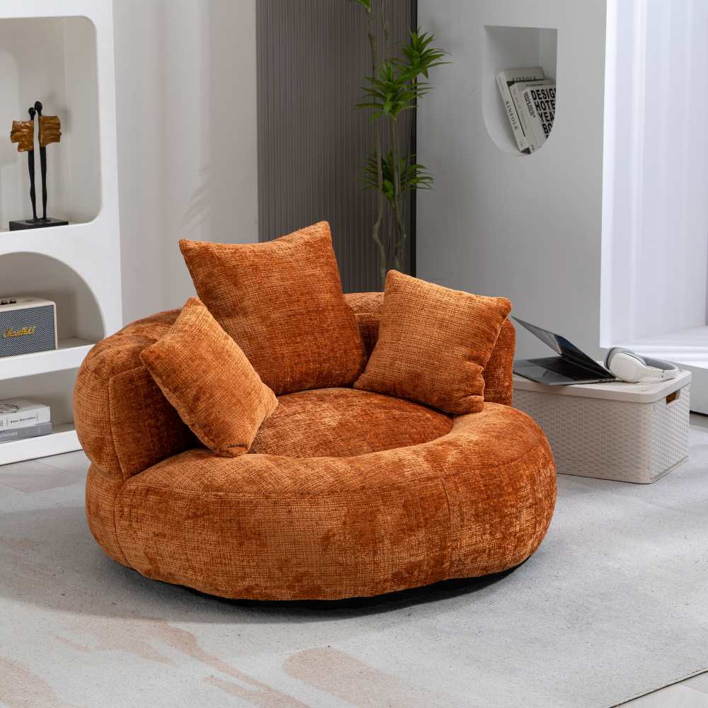 Fauteuil relax durable, dossier haut, 3 coussins, pour adultes & enfants, intérieur/extérieur, chambre, bureau, tissu chenille marron​ - 8