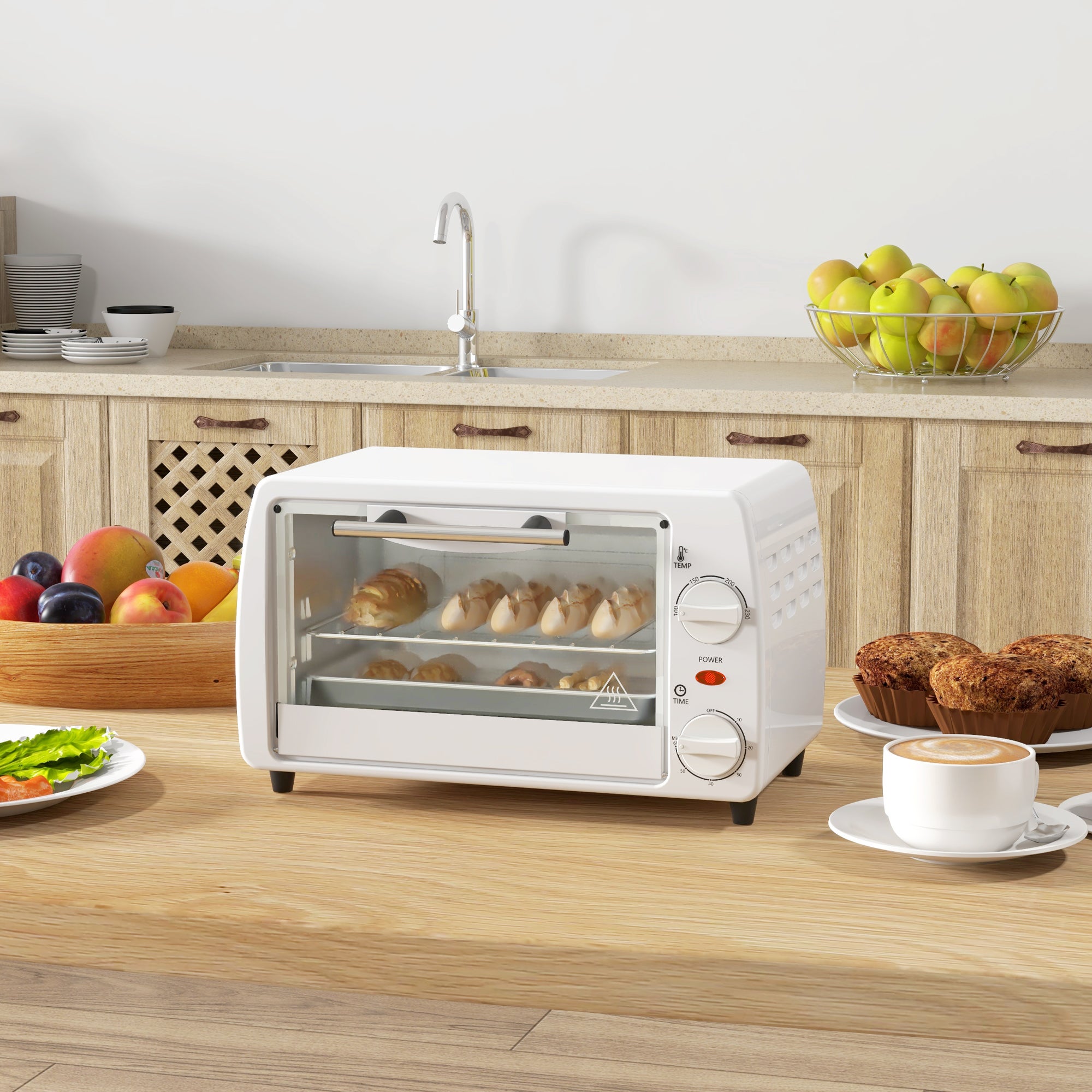 Homcom Horno Eléctrico Metal 36.5X26x22 Cm Blanco , Leroy Merlin