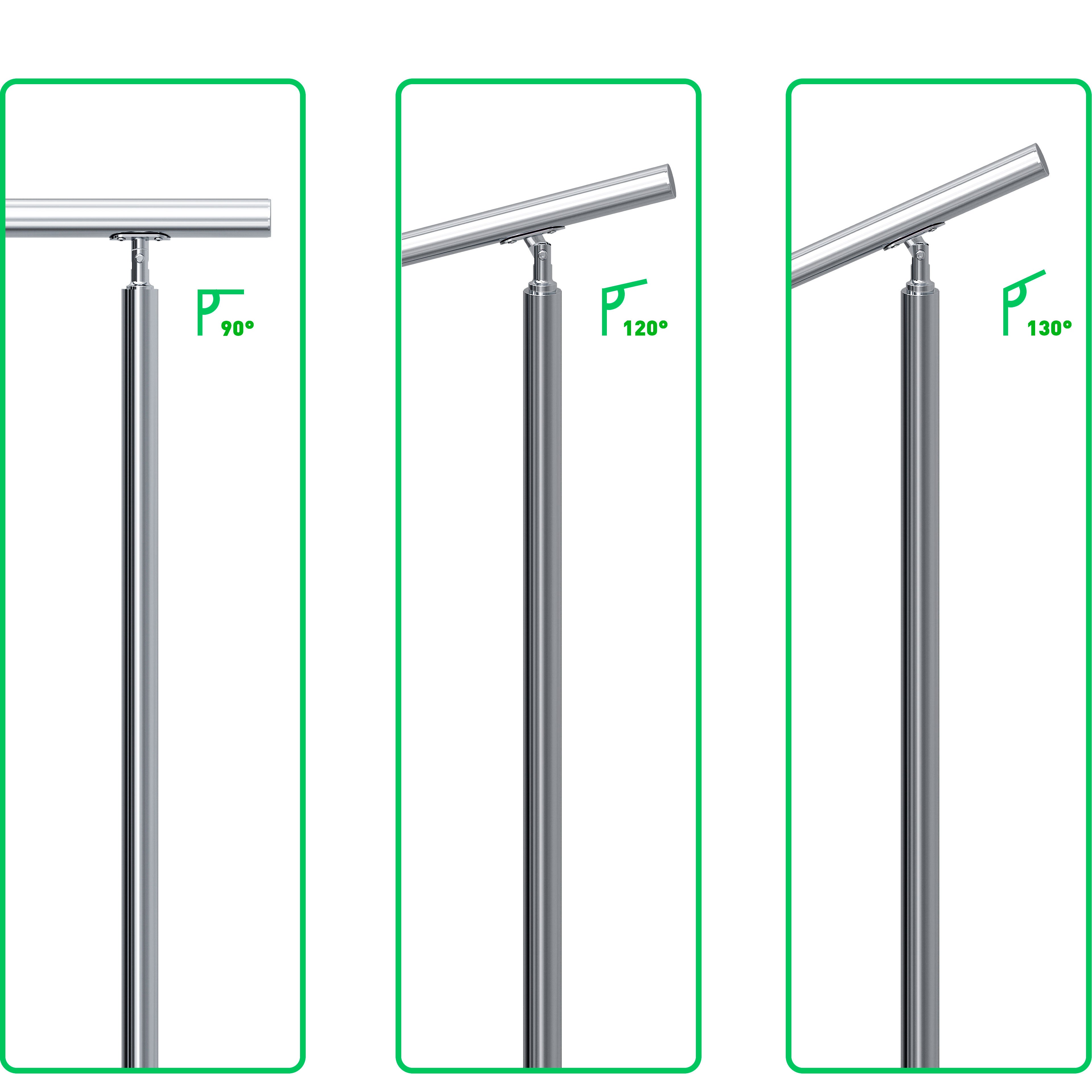 Garde-corps avec main courante, 100cm, en acier inoxydable 304, garde-corps avec 3 traverses, pour intérieur et extérieur - 4