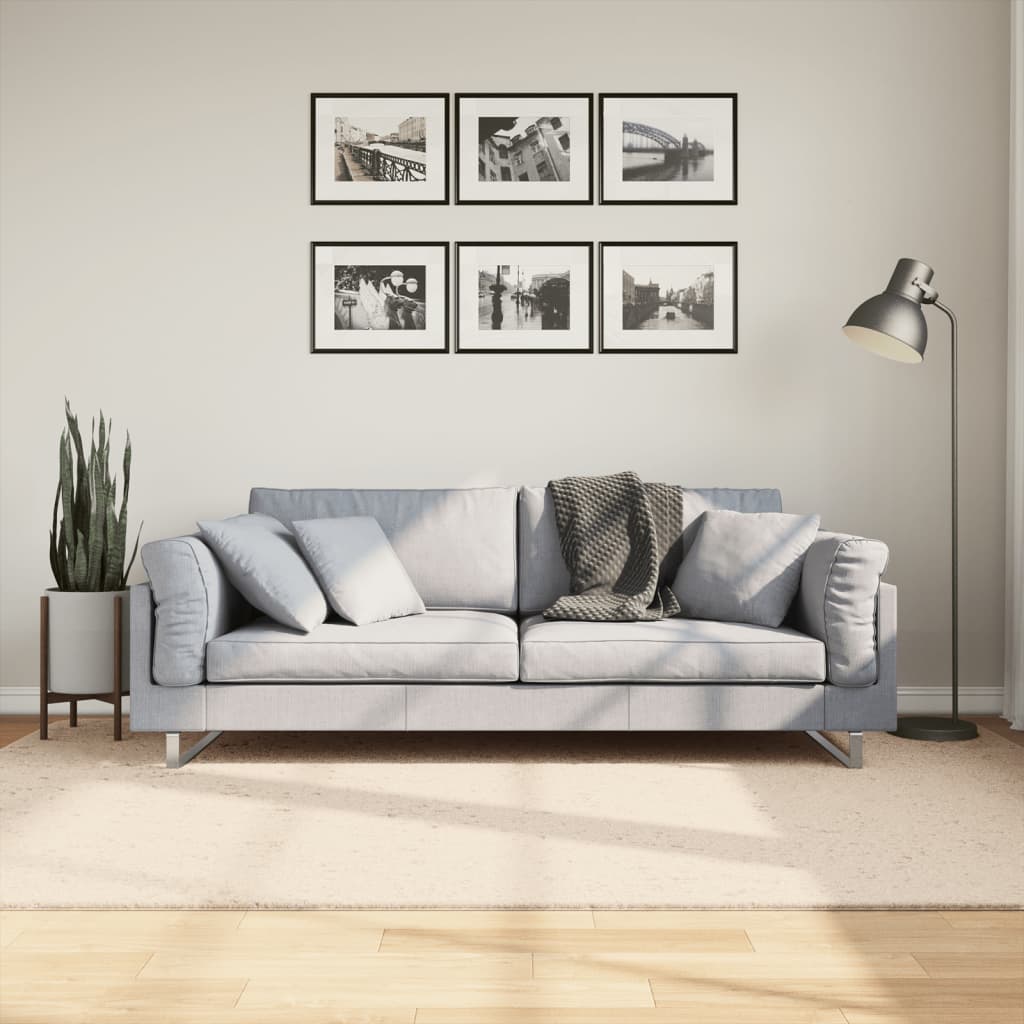 Dywan HUARTE z krótkim włosiem, beżowy, 160x230 cm vidaXL