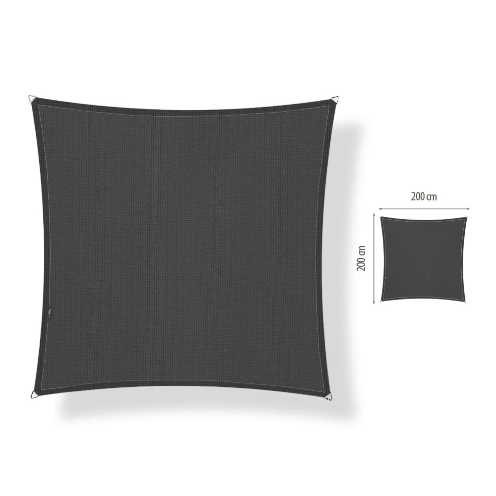Voile d'ombrage perméable Carré 2,00x2,00 m Shadow Comfort Carbon Black ...