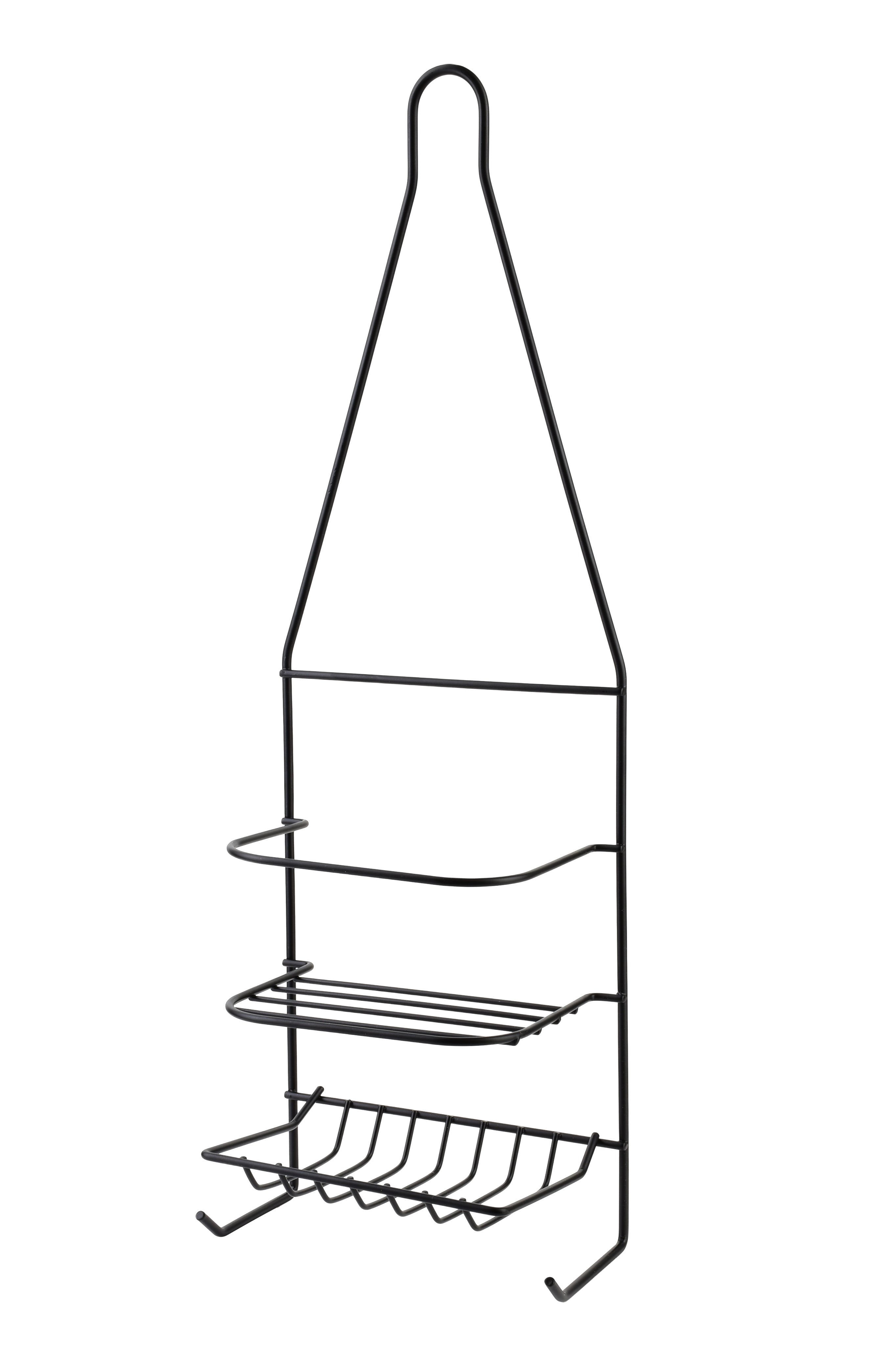 Carl black półka łazienkowa 15x9,5x46cm2 półki + 2 wieszaki