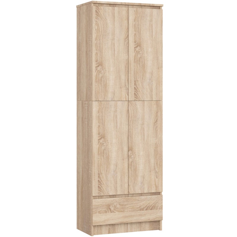 Фото - Стелаж / вітрина Akord Regał R60 Dąb Sonoma 60 cm 2 drzwi 1 szuflada kolor Dąb Sonoma mat 4 półki 60x35x180 cm