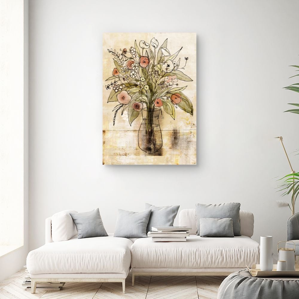 Toile Fleurs dessinées / 100x140cm / Fabriqué en France / DADA ART - 2
