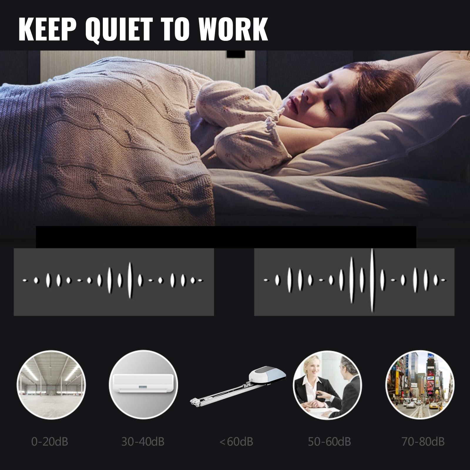 Motorisation de Porte de Garage Automatique VEVOR 1000 N, Moteur 200 W avec Rail 3 m, pour Portes jusqu'à env. 2,2 m, Sectionnelles & Basculantes - 3