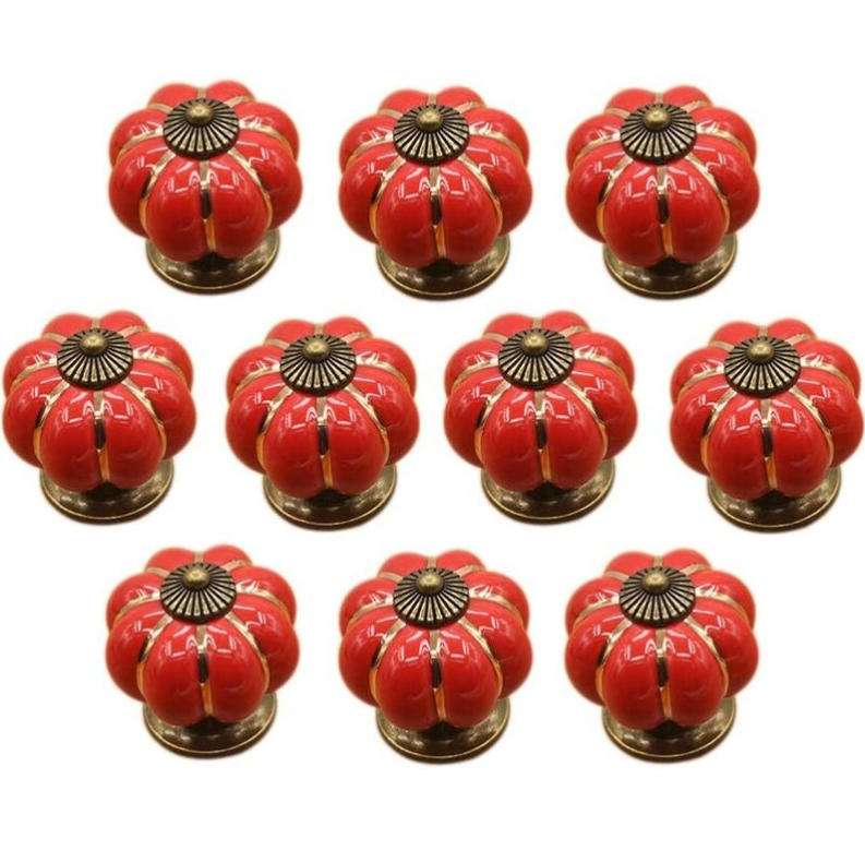 (Czerwone) 10 szt. ceramicznych gałek do szuflad, gałki meblowe do szuflad kuchennych i szafek