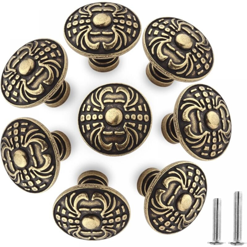 Uchwyty meblowe - do szuflad, szafek - stop cynku - 8 sztuk - 32 mm - brąz