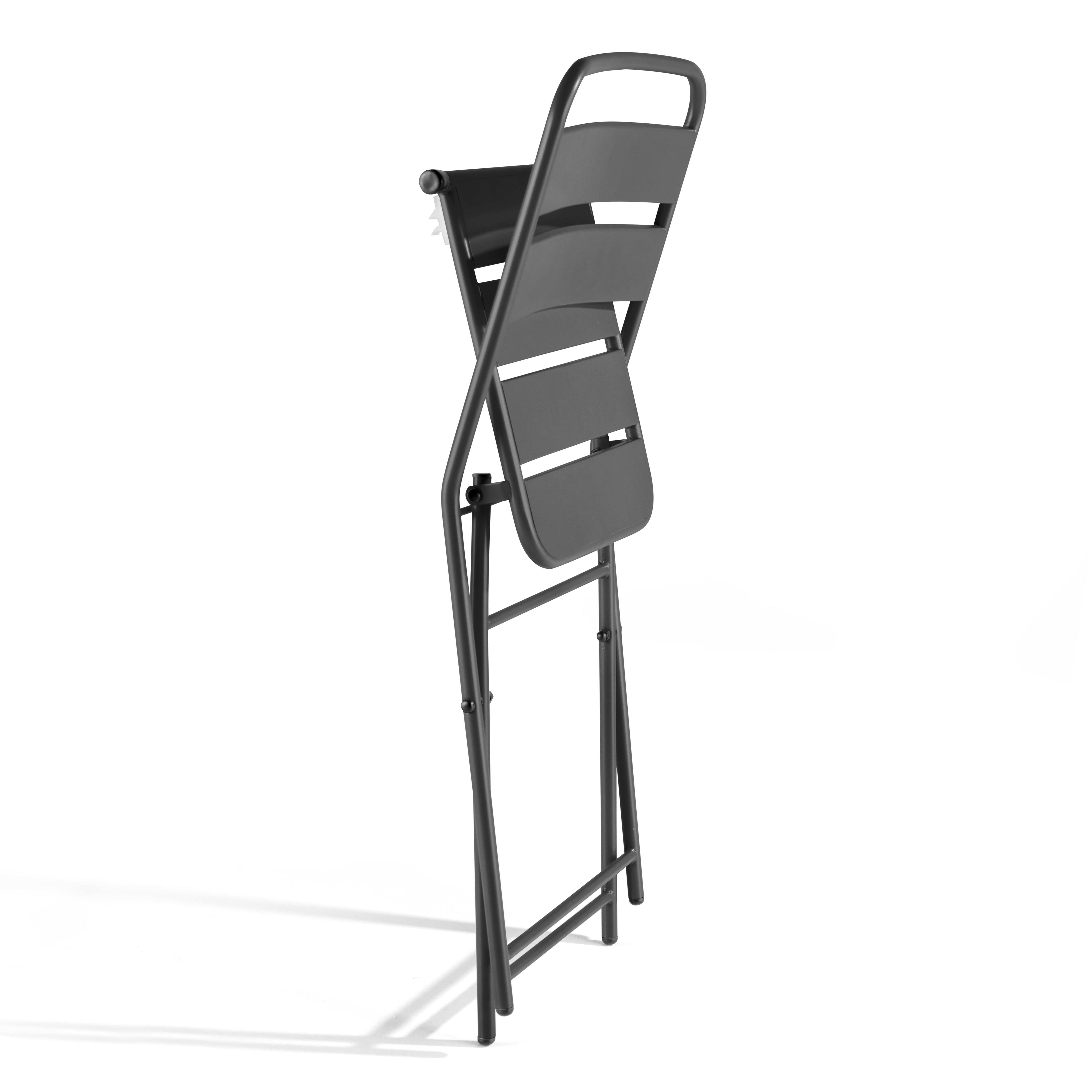 Lote de 2 sillas plegables de jardín de metal gris, Palavas - Oviala - 4