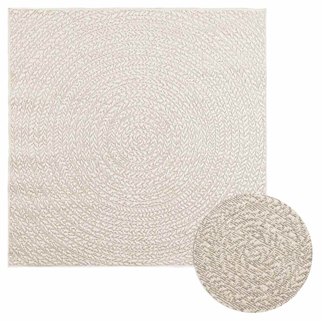 Tapis Salon | Tapis ZIZUR crème 120x120 cm aspect de jute intérieur extérieur CFW168274 - 2