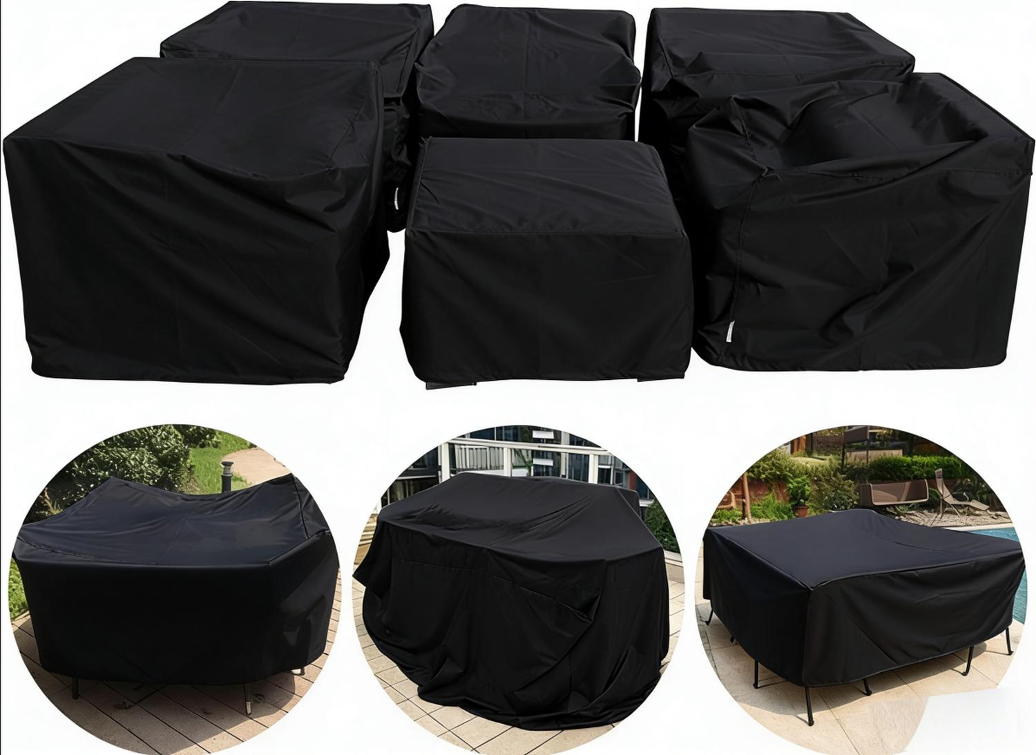 Housses de Meubles d’extérieur imperméable à l’Eau Canapé Chaise Table Housse de Pluie Snow Dust Cover Oxford Fabric Garden Noir 90*90*90cm(LxLxH) - 2