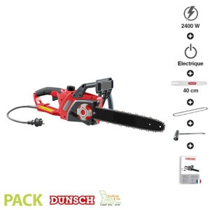 BAKAJI Tronçonneuse Électrique 2400W Lame 40cm - Scie Chaîne Vitesse 15m/s Coupe Jusqu'à 35cm