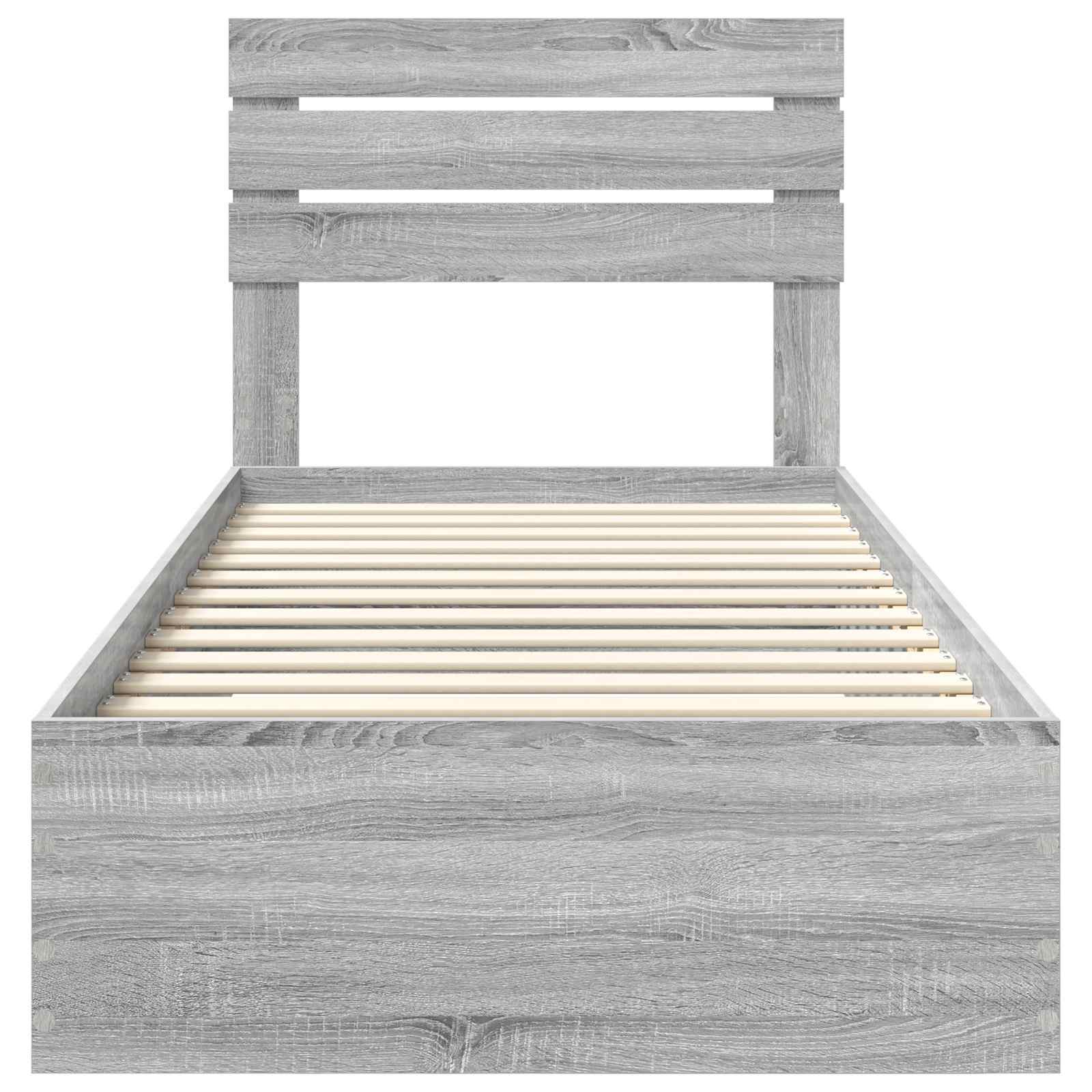 Cadre de lit gris 90 x 190 cm panneau de bois - 7