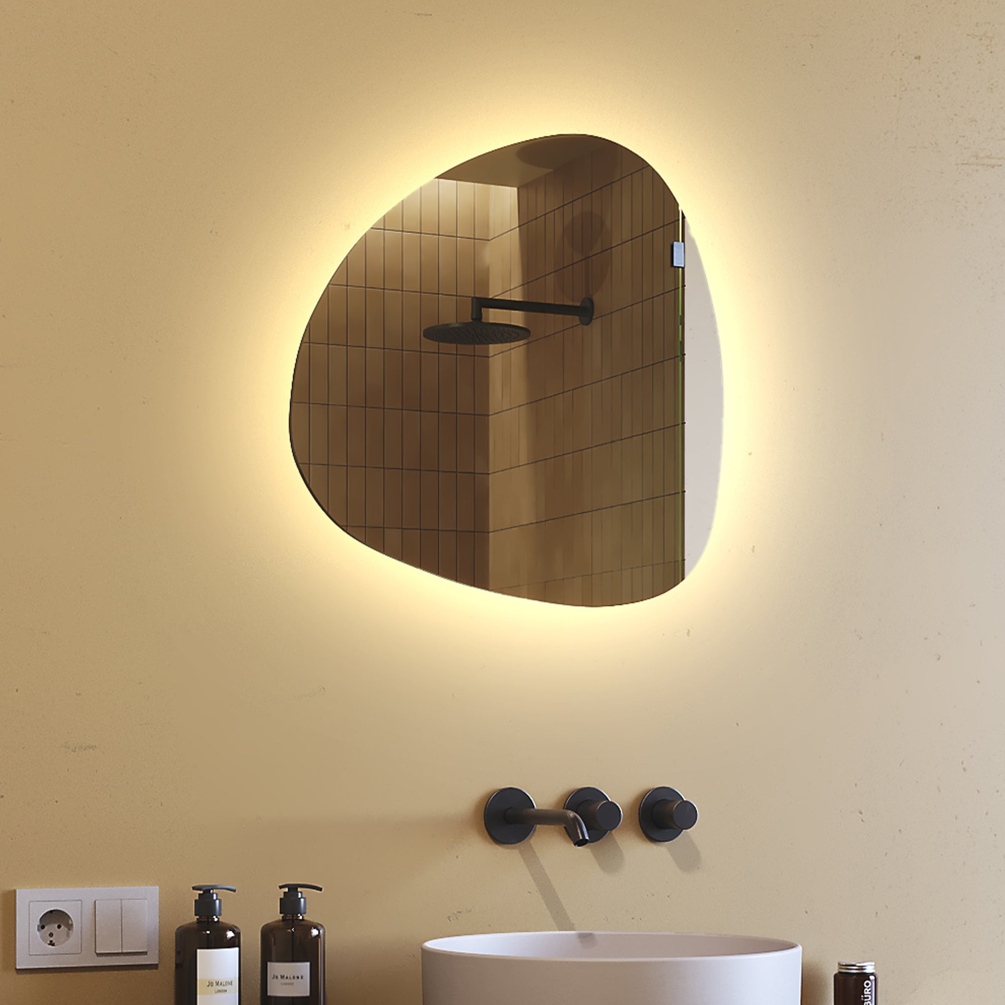 Lustro z oświetleniem łazienkowym LED (54x54cm) Jasne lustro LED z oświetleniem (JAJ221) Ciepła biel 3000K