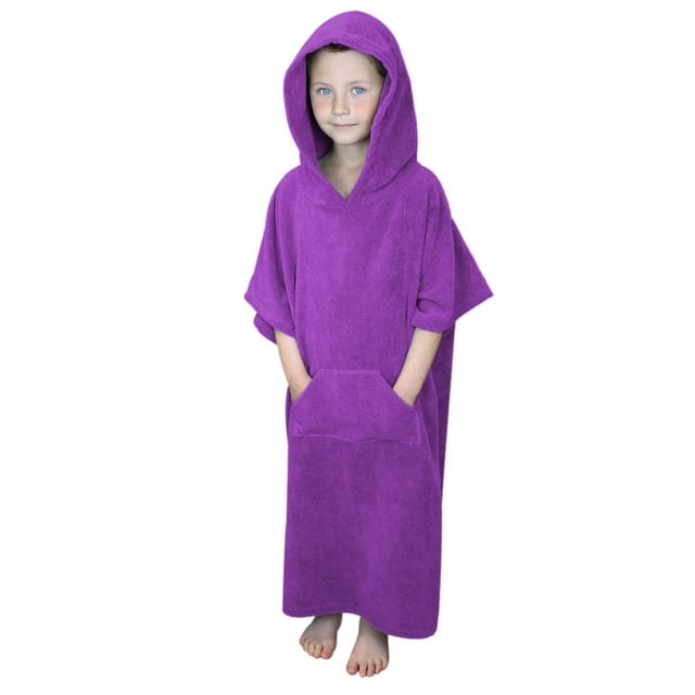 Serviette poncho de bain ou de plage avec poche - Enfant - Violet - Vivezen