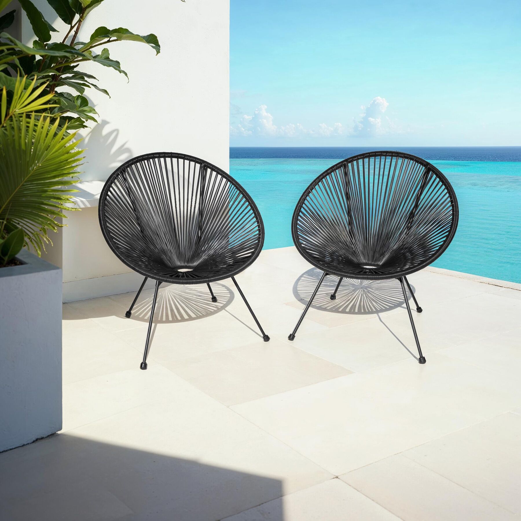 TECTAKE Conjunto de 2 cadeiras de jardim Design retro no estilo Acapulco - 2