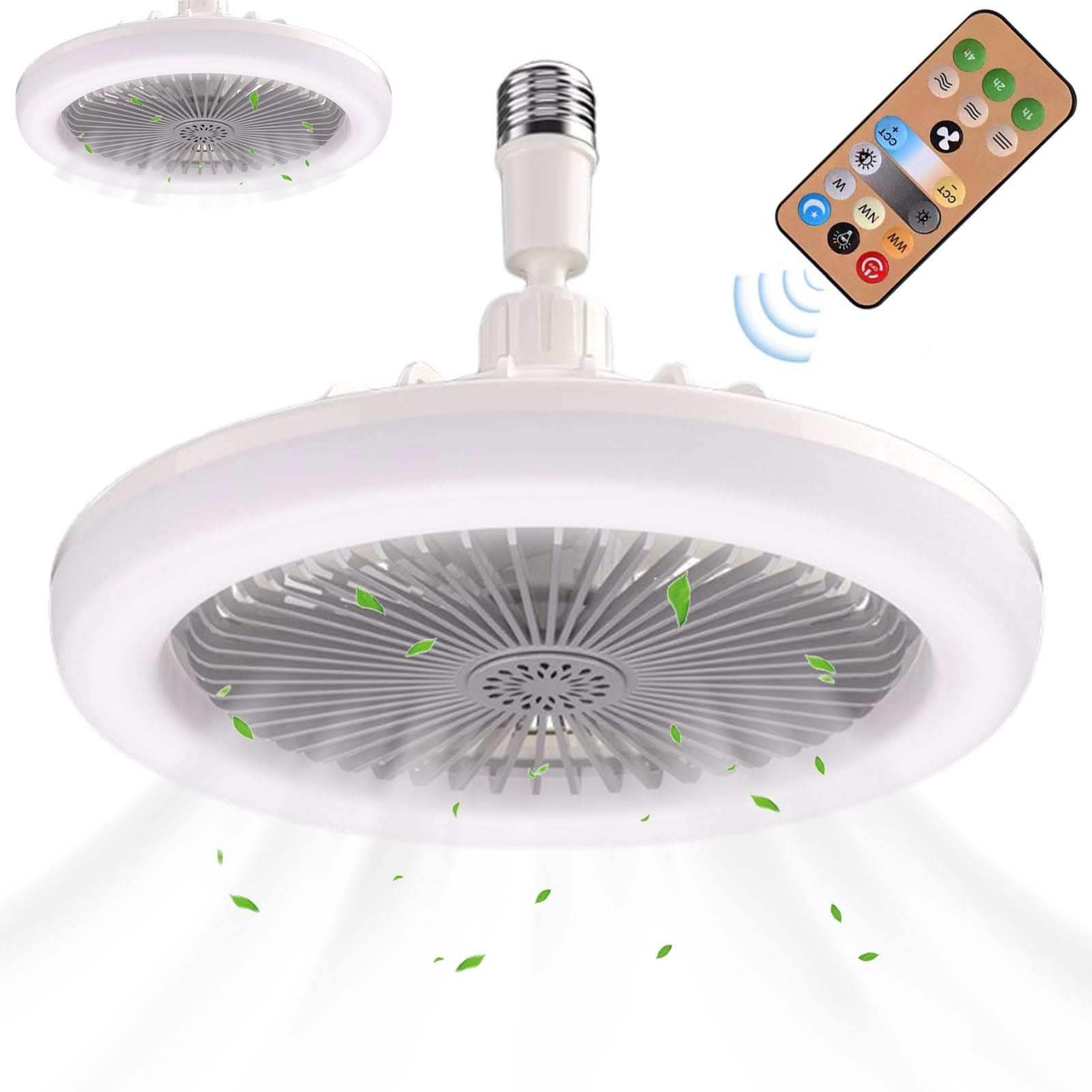 Ventilatore Da Soffitto Con Luce LED E Telecomando – 30W E27, 3 Colori E 3 Velocità, Bianco
