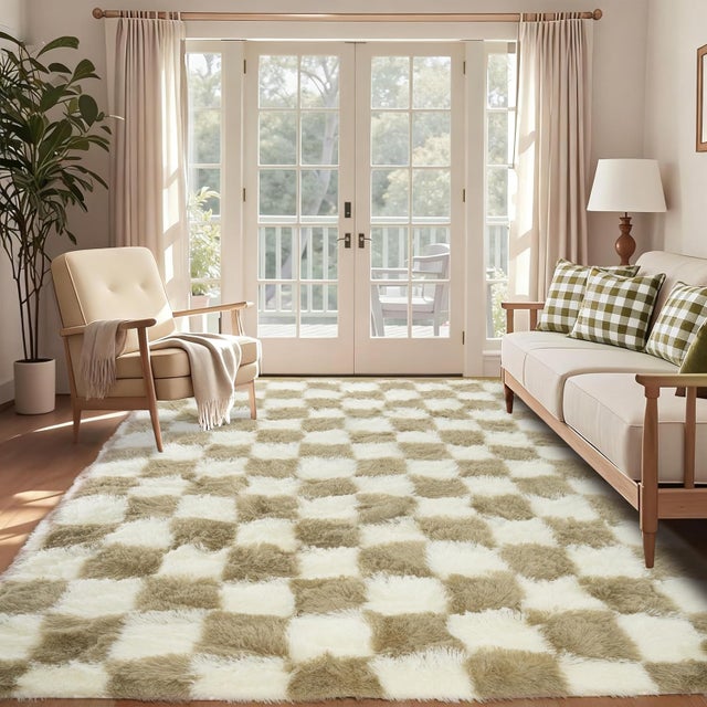 Beige - 160 x 230 cm Grand tapis à poils longs ultra doux et lavable pour chambre à coucher, salon, salle de jeux, dortoir