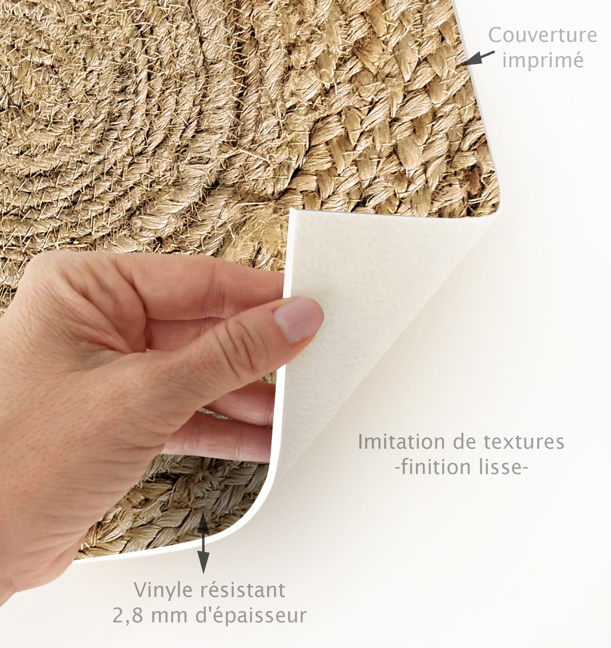 Alfombra de vinilo, Carthago Redonda blanca [Diam] 200 cm - PVC antideslizante, lisa impresa, vinilica para cocina o salón, lavable - 3