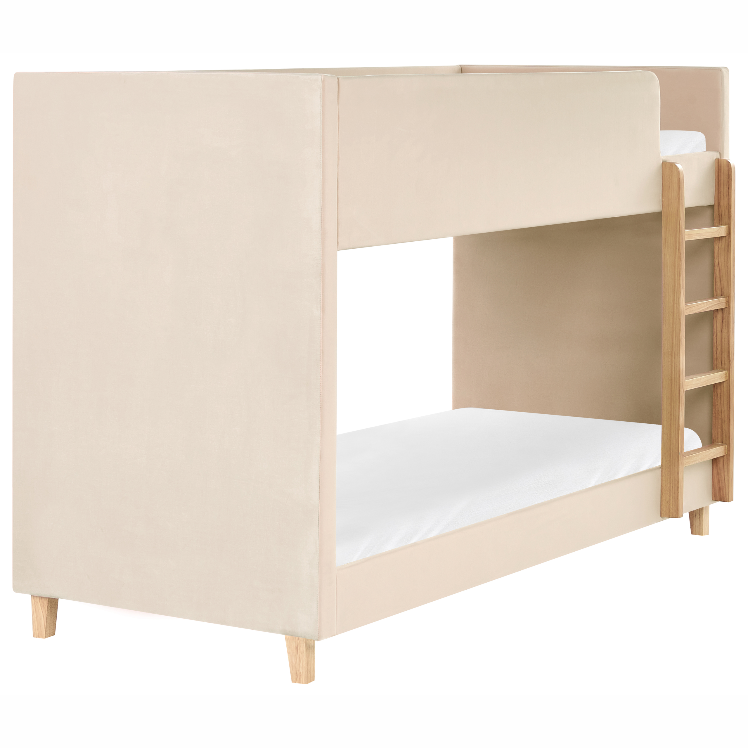 Pat supraetajat Catifea CHOCQUES 90 x 200 cm Bej deschis | Leroy