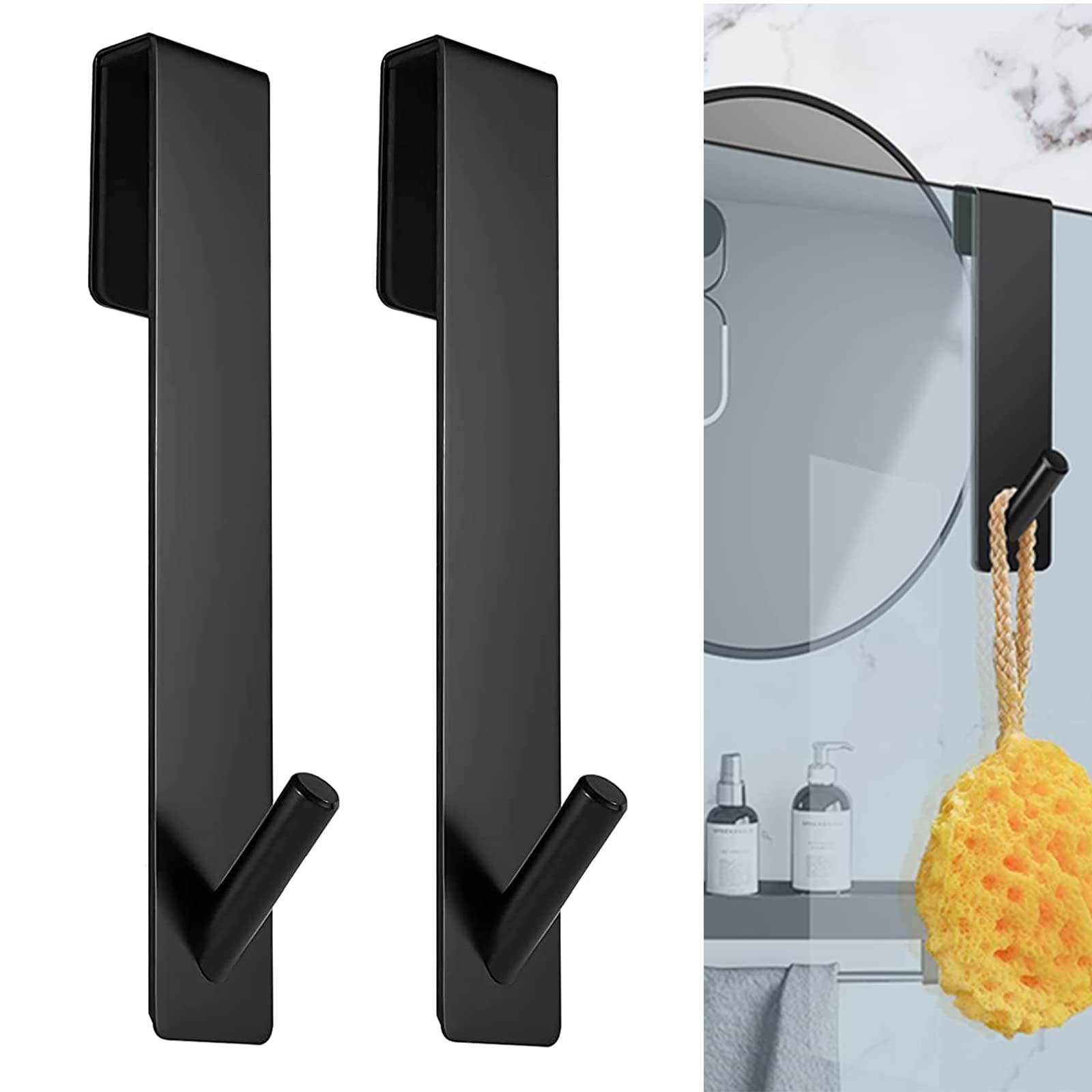 2 szt. Haczyki na drzwi kabiny prysznicowej - Haczyki do zawieszania ręczników bez wiercenia - Haczyki na drzwi do kabin prysznicowych (17,8 cm)