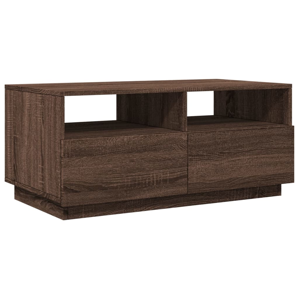 Maison Exclusive - Table basse avec lumières LED chêne marron 90x49x40 cm - 3