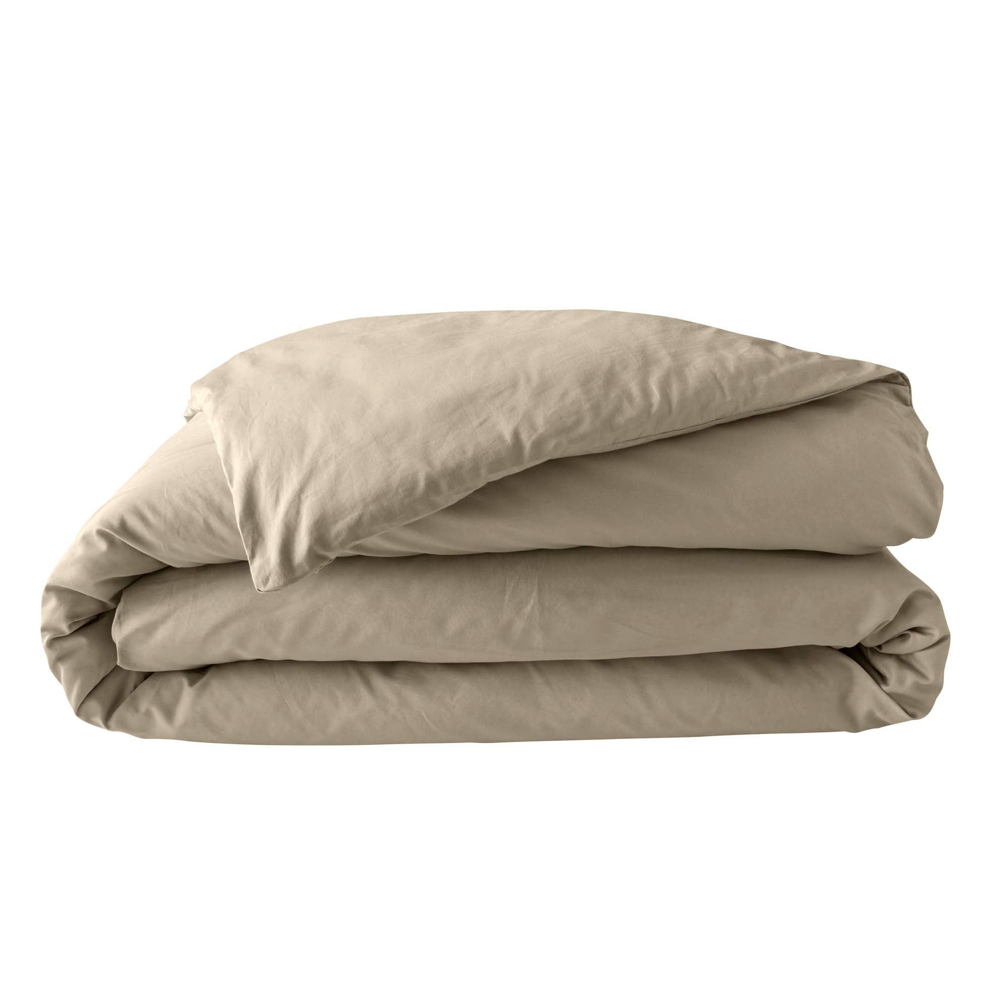Parure de lit 260 x 240 cm – Percale de coton 78 fils – Sable - Qualité Hôtel – 2 taies 63x63 cm - 5
