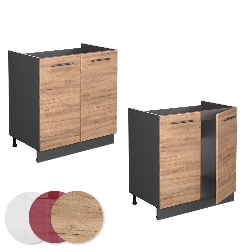 Vicco Meuble bas sous-évier Fame-Line, Chêne de force doré, 80cm sans PT - 5