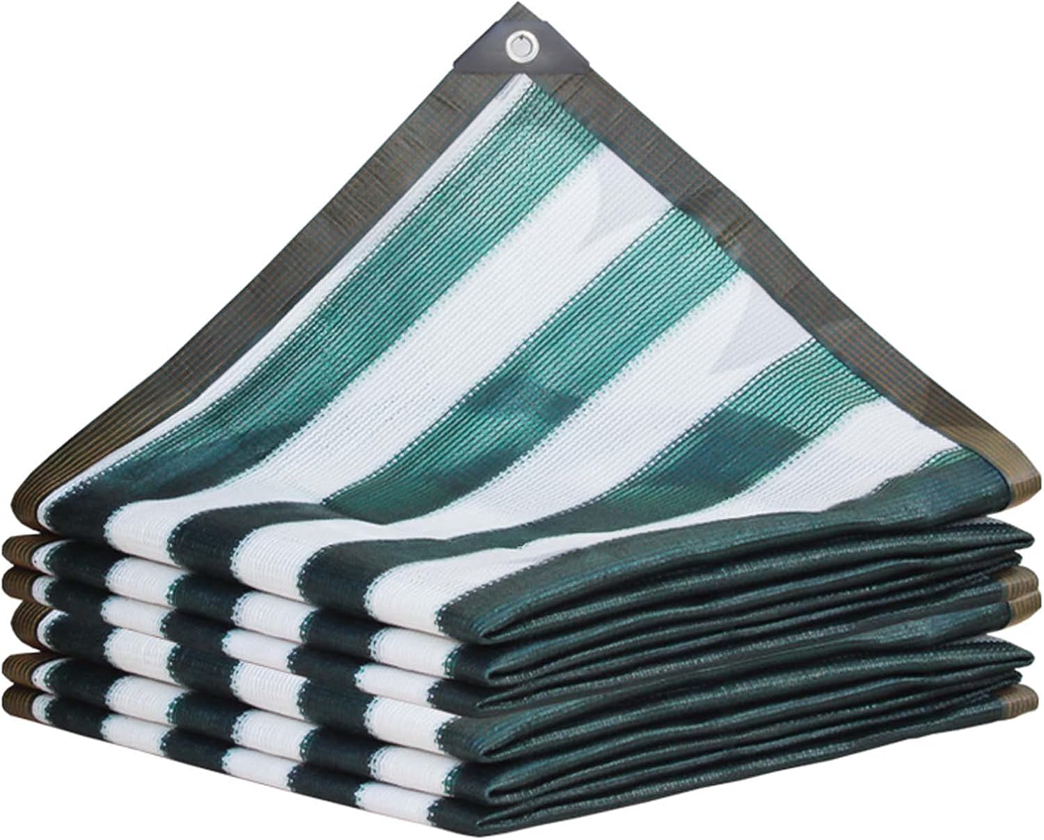 Siatka cieniująca o wymiarach 2 x 3 m, odporna na mróz, do okrywania roślin, szklarni, ogrodów i tarasów, w zielone i białe paski.