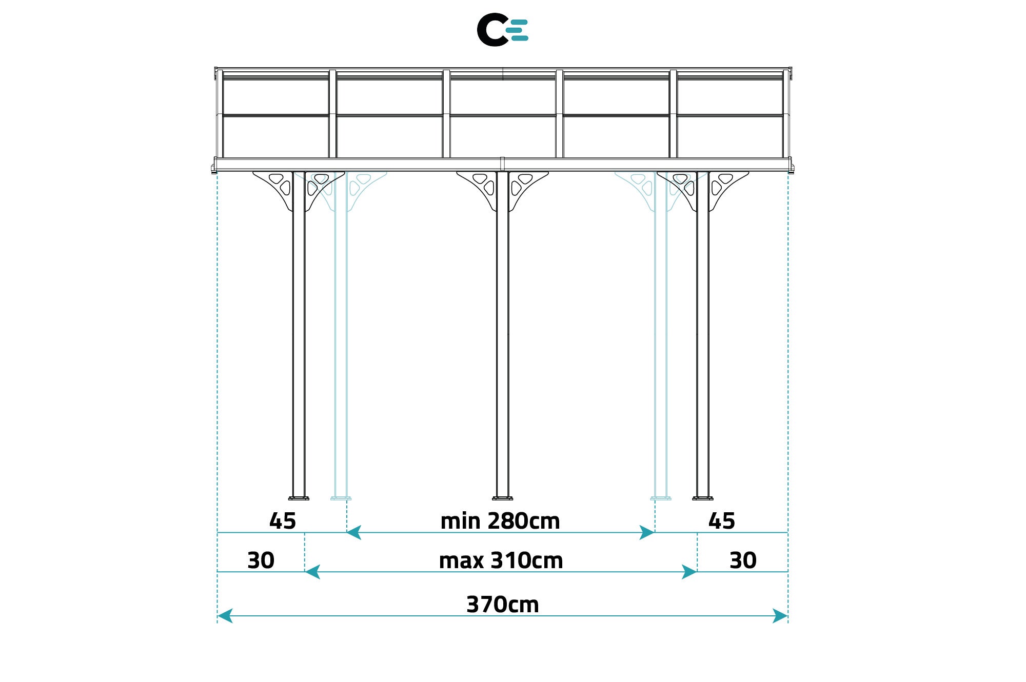 Pergola/Cochera adosada KLEO 4m x 3m aluminio Gris - 9