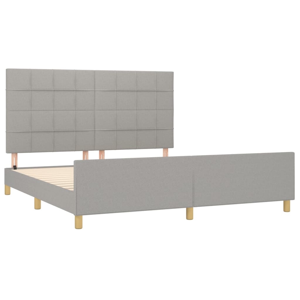 Cadre de lit sans matelas gris clair 180 x 200 cm en tissu - 4