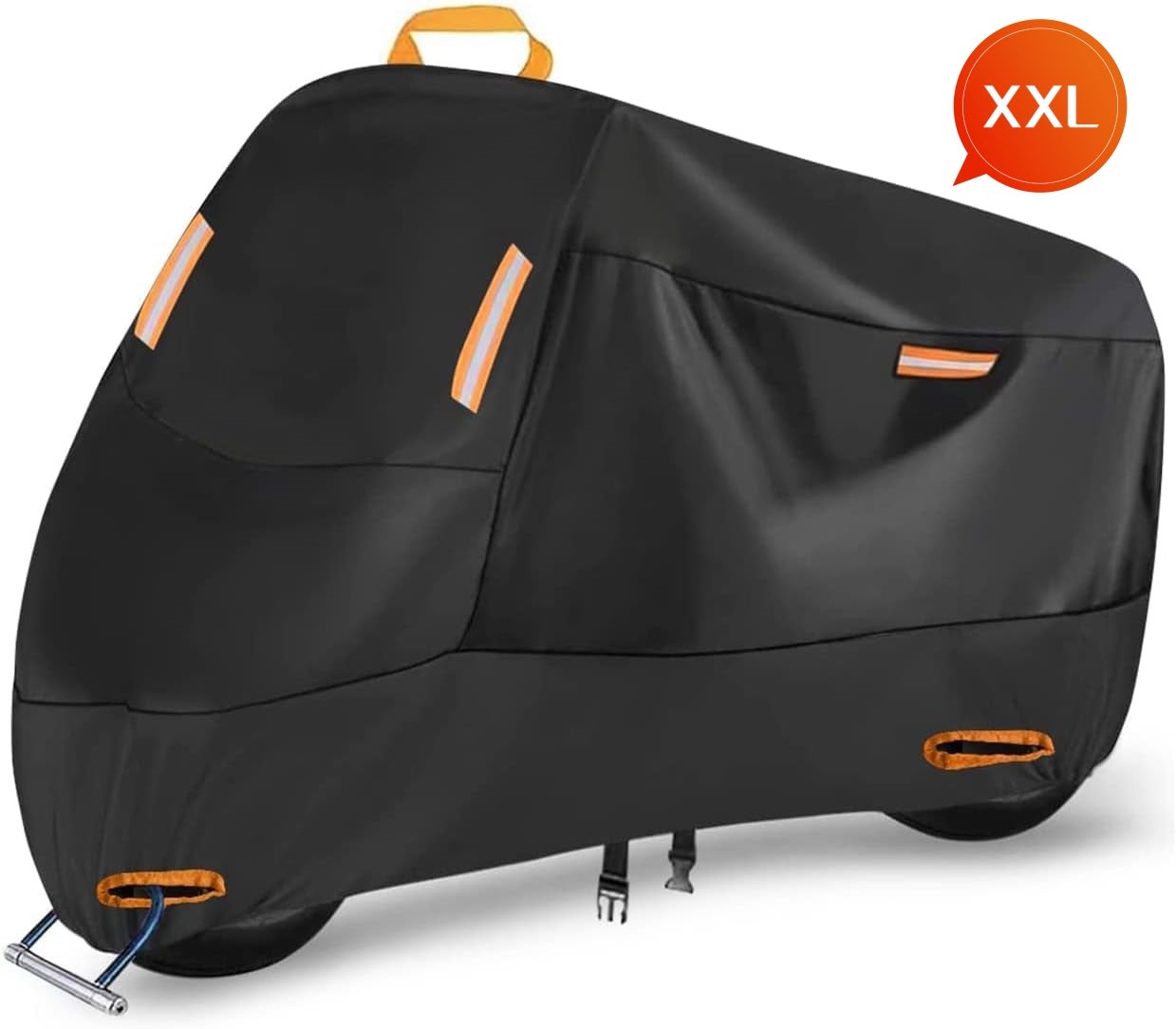 Wodoodporna plandeka ochronna na motocykl pokrowiec na motocykl Oxford do użytku na zewnątrz i wewnątrz z odblaskowymi paskami x x CM XXL
