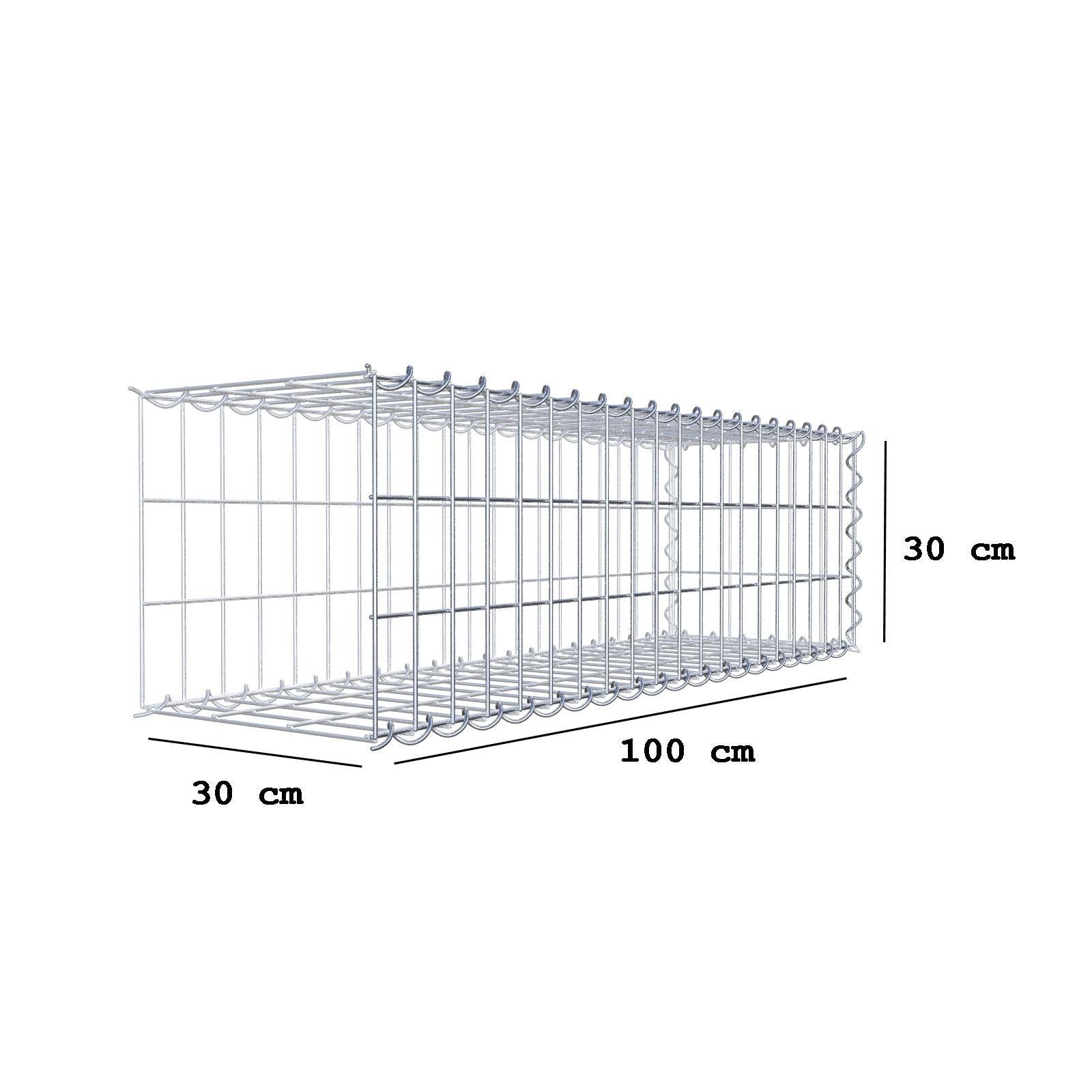 Gavión para alargar en acero galvanizado 100x30x30cm (LxAxP), malla 5 x 10cm, Espiral, sin rejilla frontal - 2