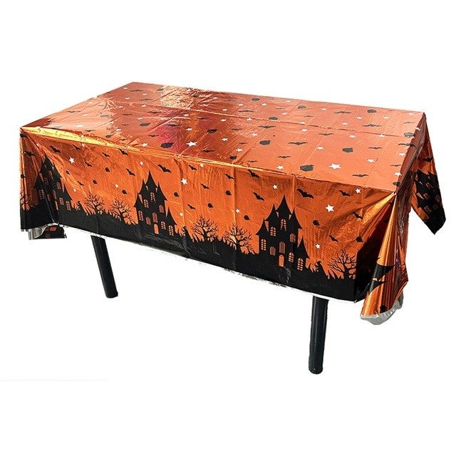 Fata de masa Flippy din folie, Halloween Casa Bantuita, 137 x 274 cm, portocaliu