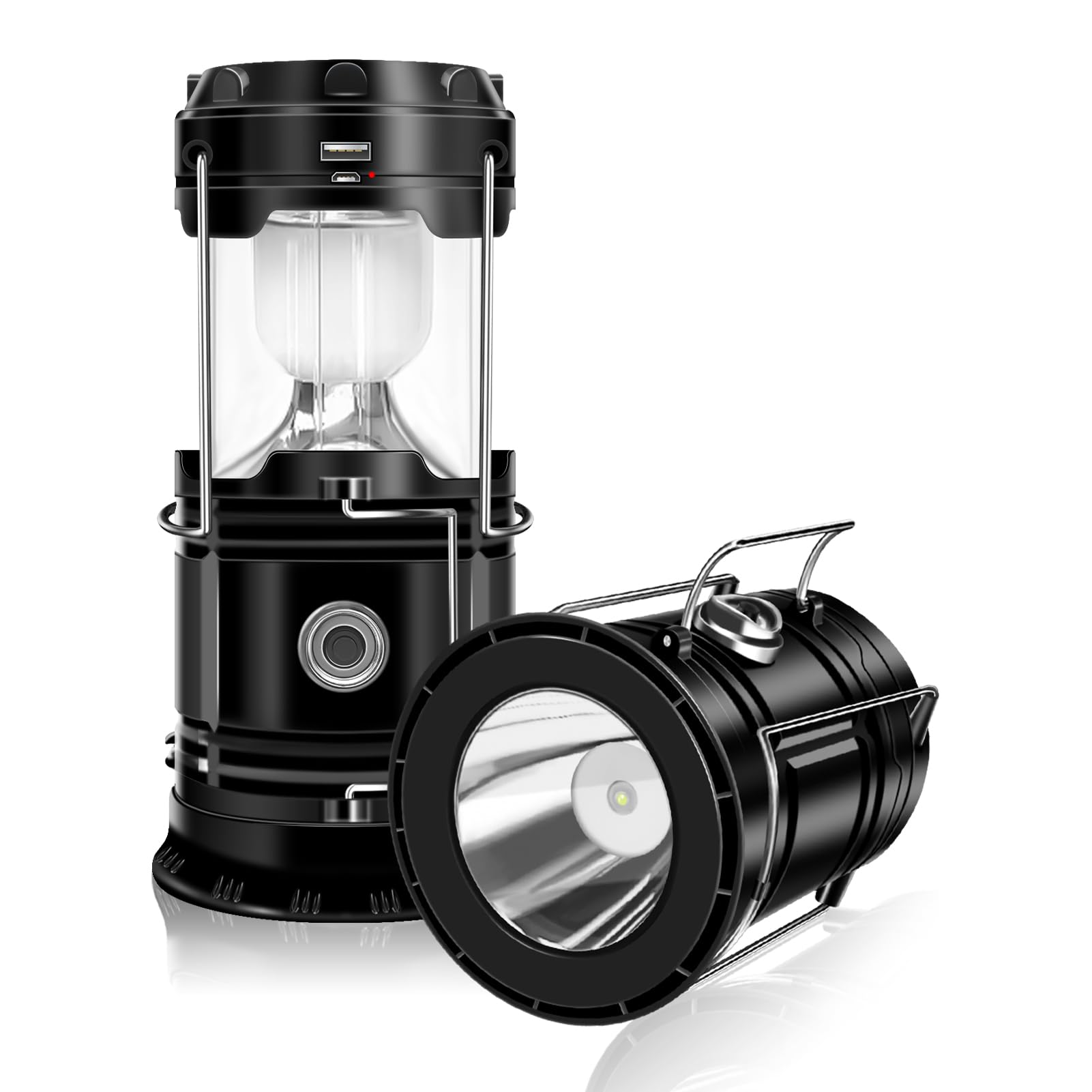Zestaw 1 solarnej lampy kempingowej, składanej i ładowalnej, idealnej na ryby i wyprawy na świeżym powietrzu.