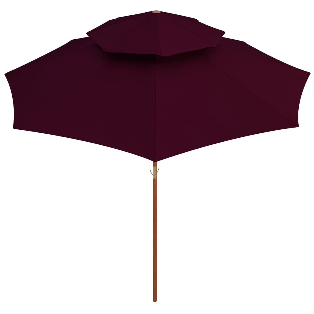 Ombrellone doppio con palo in legno 270 cm rosso bordeaux 02_0008443 - 3
