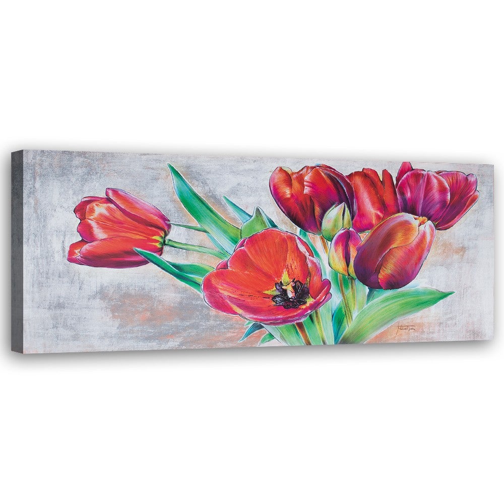 Obraz, Bukiet czerwonych tulipanów 90x30