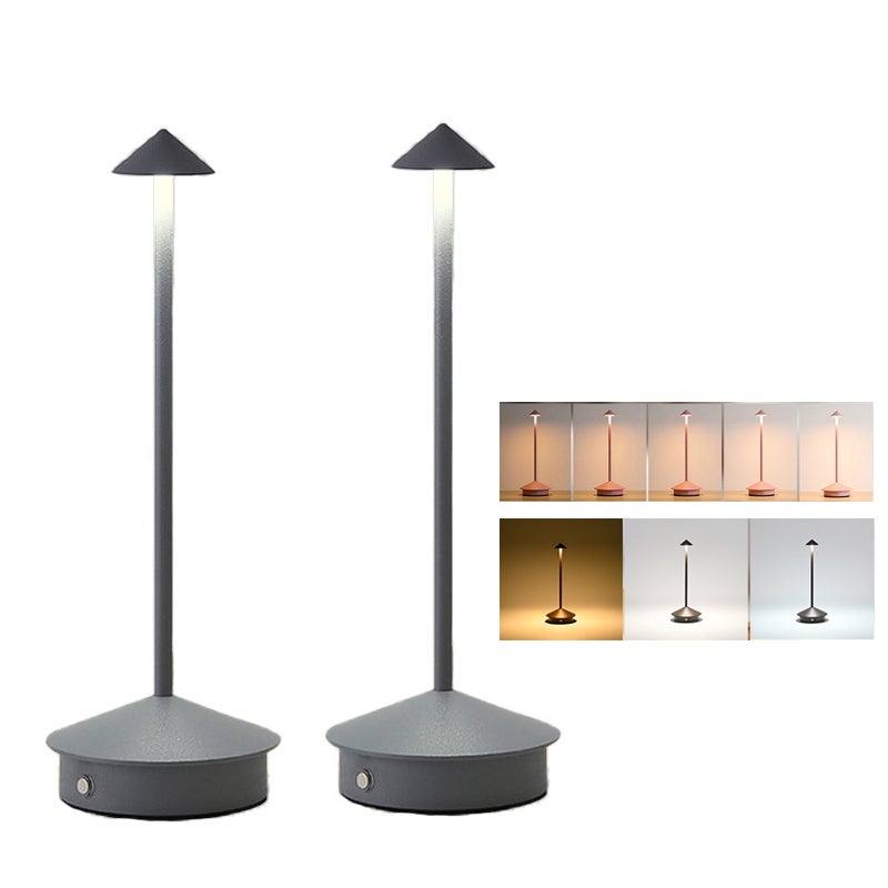 Leroy Merlin 2 Lámparas De Mesa Inalámbricas Recargables, Lámpara De Escritorio Led Regulable, 3 Temperaturas De Color, Luz De Noche Para Mesita De Noche, Gris 